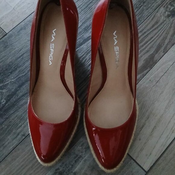 New-Via Spiga Red Patent Leather Espadrilles Shoes sz 7 1/2 - Picture 2 of 2
